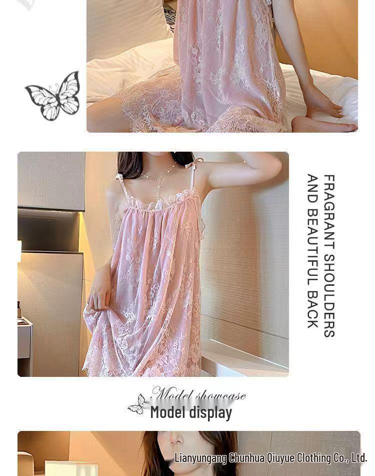 Sling Czyste Pragnienie Czarna Siateczka Duże Rozmiary Koronkowa Koszulka Nocna dla Kobiet