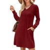 Womens V Neck Fall Dresses Long Sleeve Casual Sweater Short Dress Fashion Clothes