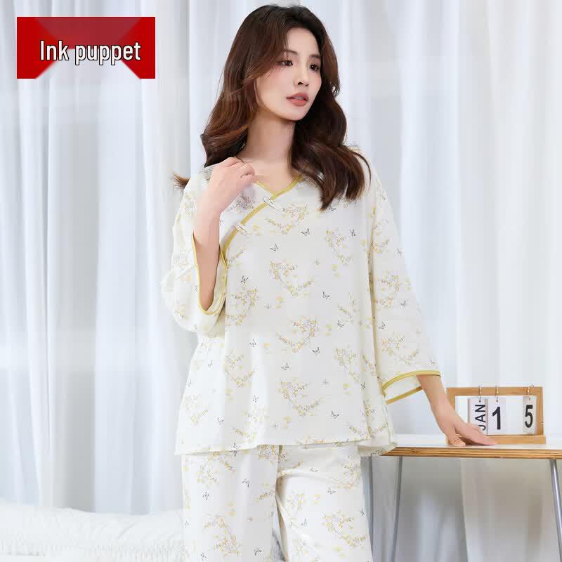 New Chinese Style Women s Summer Pajama Set L