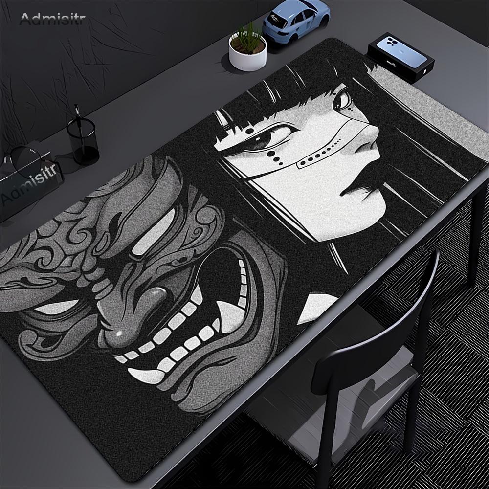 Oni Devil Mask Rubber Mouse Mat Gamer Mouse Pad Anime Girls Large Gaming Mousepad Game HD Print Keyboard Pads Non-Slip Deskmat