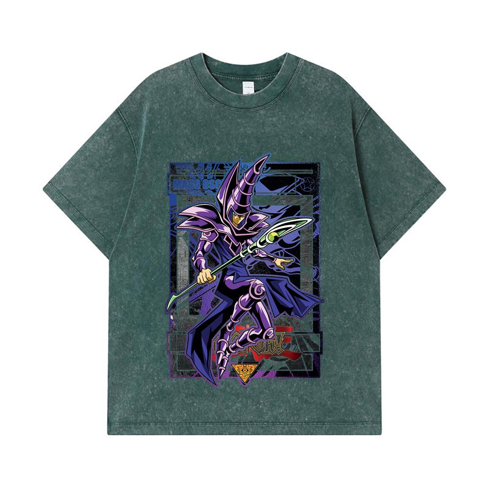275 GSM Washed T-shirts 100% Cotton Yu-Gi-Oh V5 Mago Oscuro Print Unisex Heavy Cotton T Shirt
