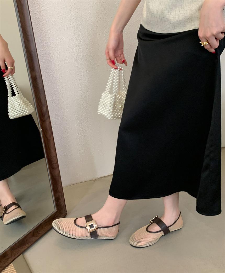 

Baotou women s summer outer wear linen hollow breathable mesh versatile casual soft-soled woven flat shoes sandals 40 абрикосовий