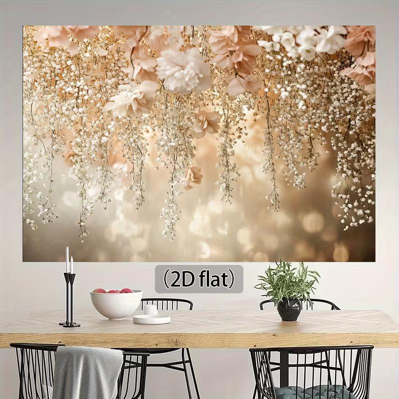 2D Beige Hanging Baby's Breath Backdrop for Boho Themed Party Decor