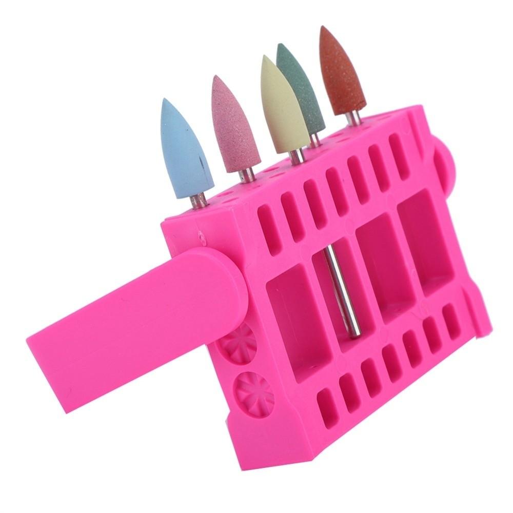 Foldable Bracket Style Nail Grinding Head Storage Box Desktop Arrangement For Nail Salon Tools