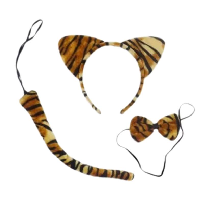 Cat/Mouse/Dog/Cow/Leopard/Frog/Tigeres Costume Set Ears Headband Tail Bow Kid Halloween Christmas Animal Cosplay Props