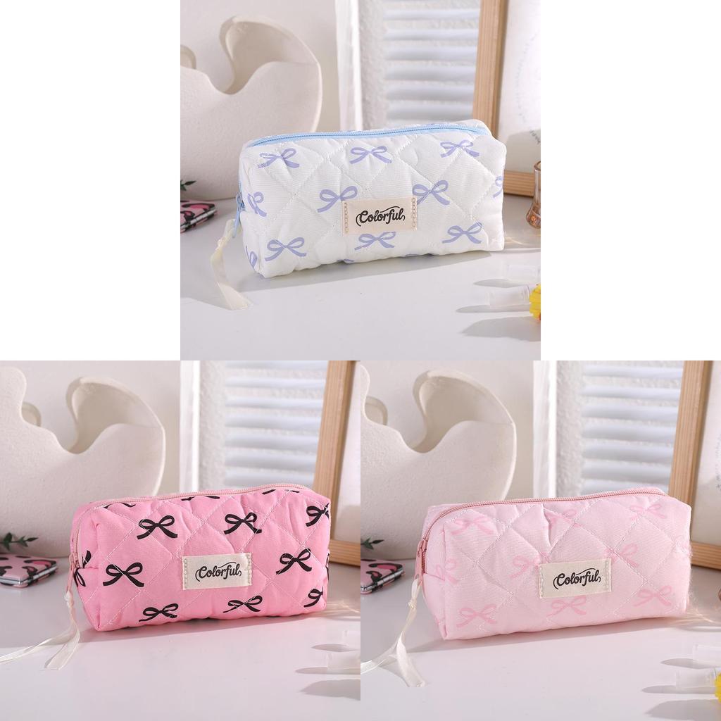 Girls Cosmetic Bag With Simple Butterfly Knot Style Made Of Durable Polyester