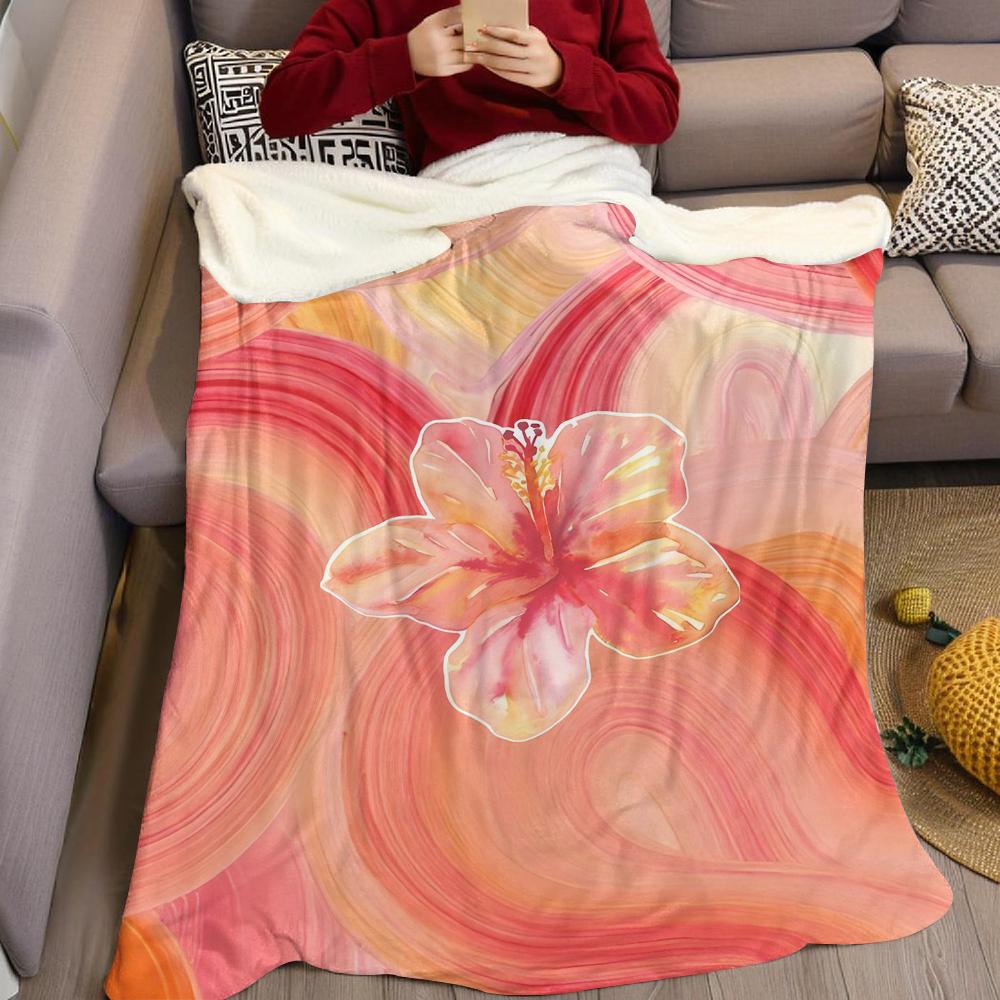 Blossom Swirl Flannel Blanket Warm Soft Halloween Christmas Couch Warm Cozy Decorative Decor Gift for All Season