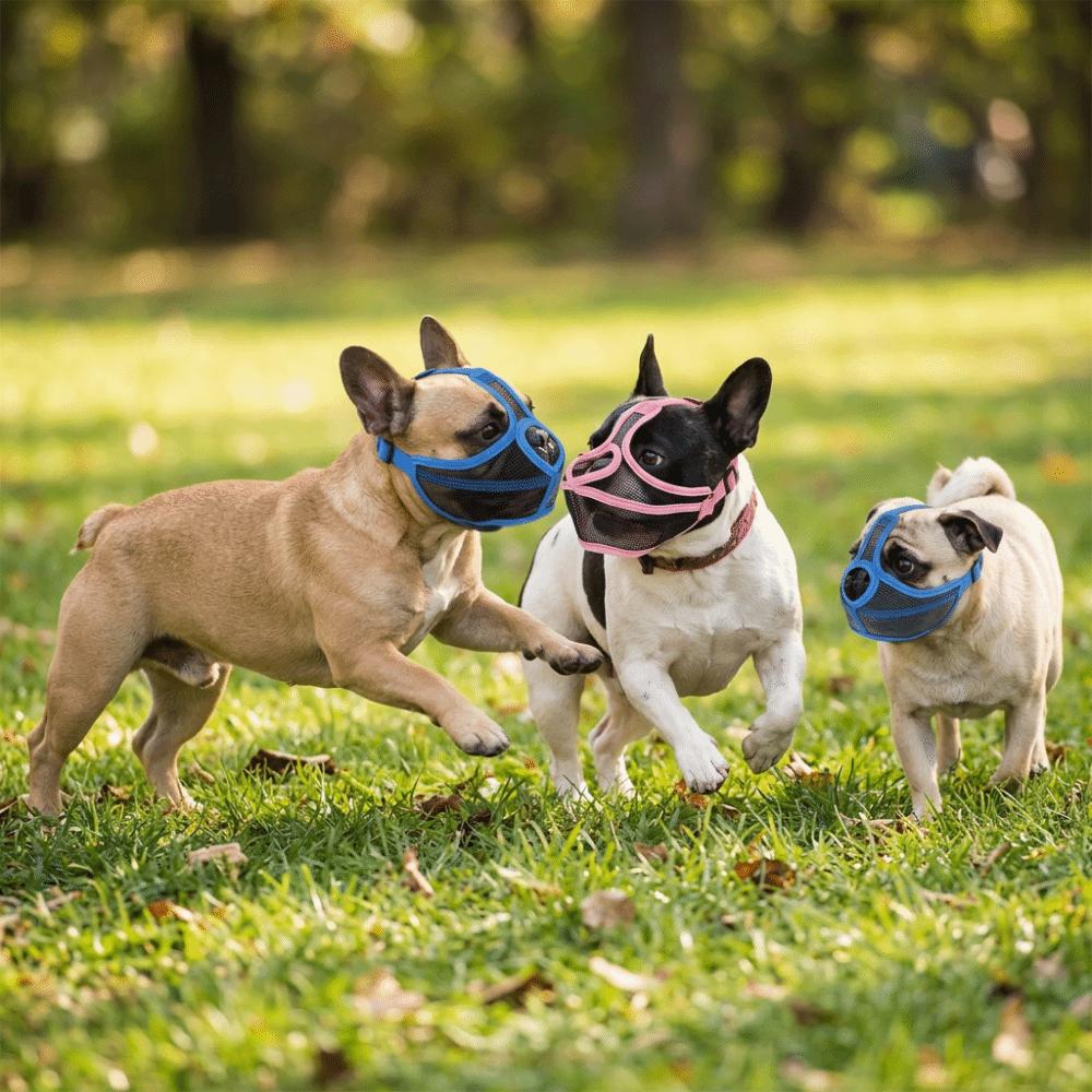 Adjustable Short Snout Muzzle Short Nose Fit Pug Muzzle Soft Touch Dog Muzzle Anti Scavenge M синий