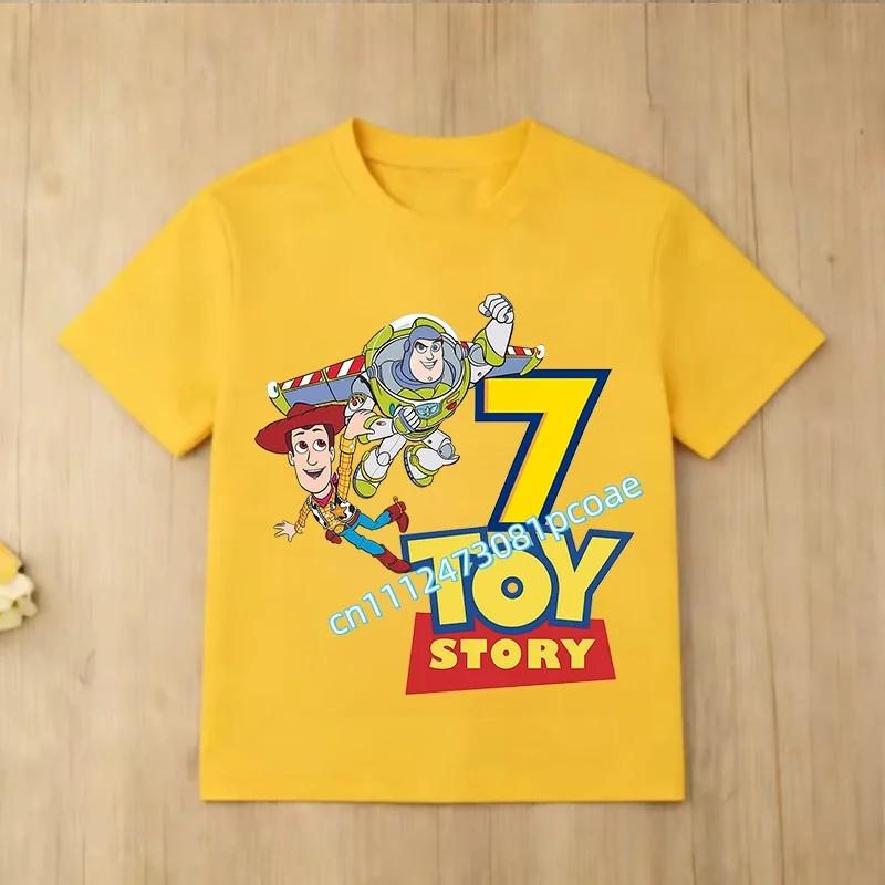 Toy Story Number 29 Tshirt Kawaii Birthday Tee Shirts Anime Figure Woody Buzz Lightyear Clothes Kid Girl Boy Short Sleeve Tops