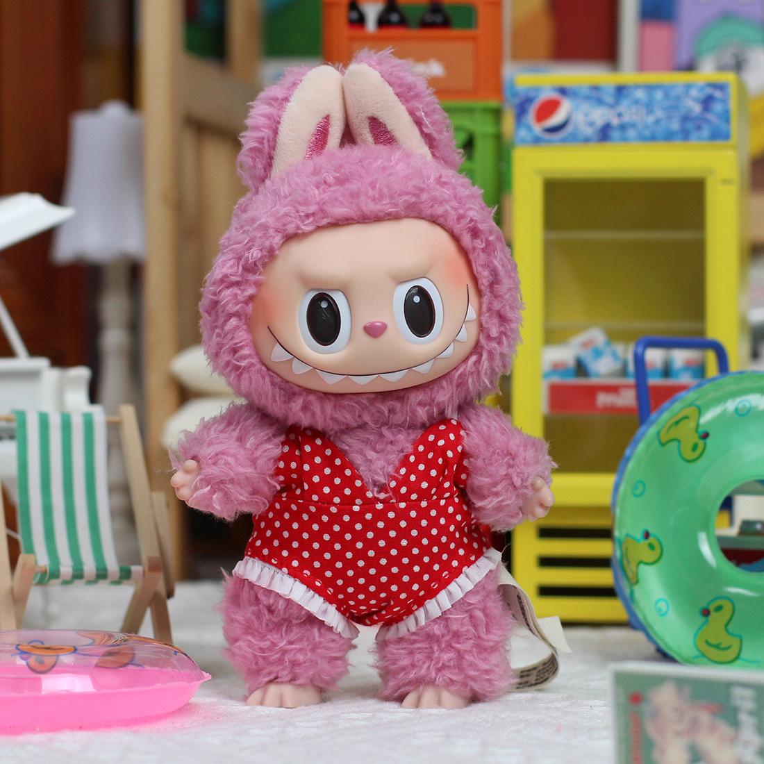 

Labubu Summer Swimsuit - Adorable Playful Outfit for 17cm Vinyl Dolls Perfect for Beach-Themed Displays and Playtime no doll