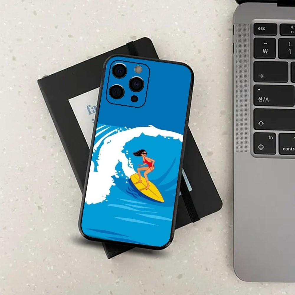 

Чехол для телефона с изображением доски для серфинга и моря для Apple iPhone 15,14,13,12,11,Pro,X,XS,Max,XR,Plus,Mini Мягкий черный чехол iPhone15