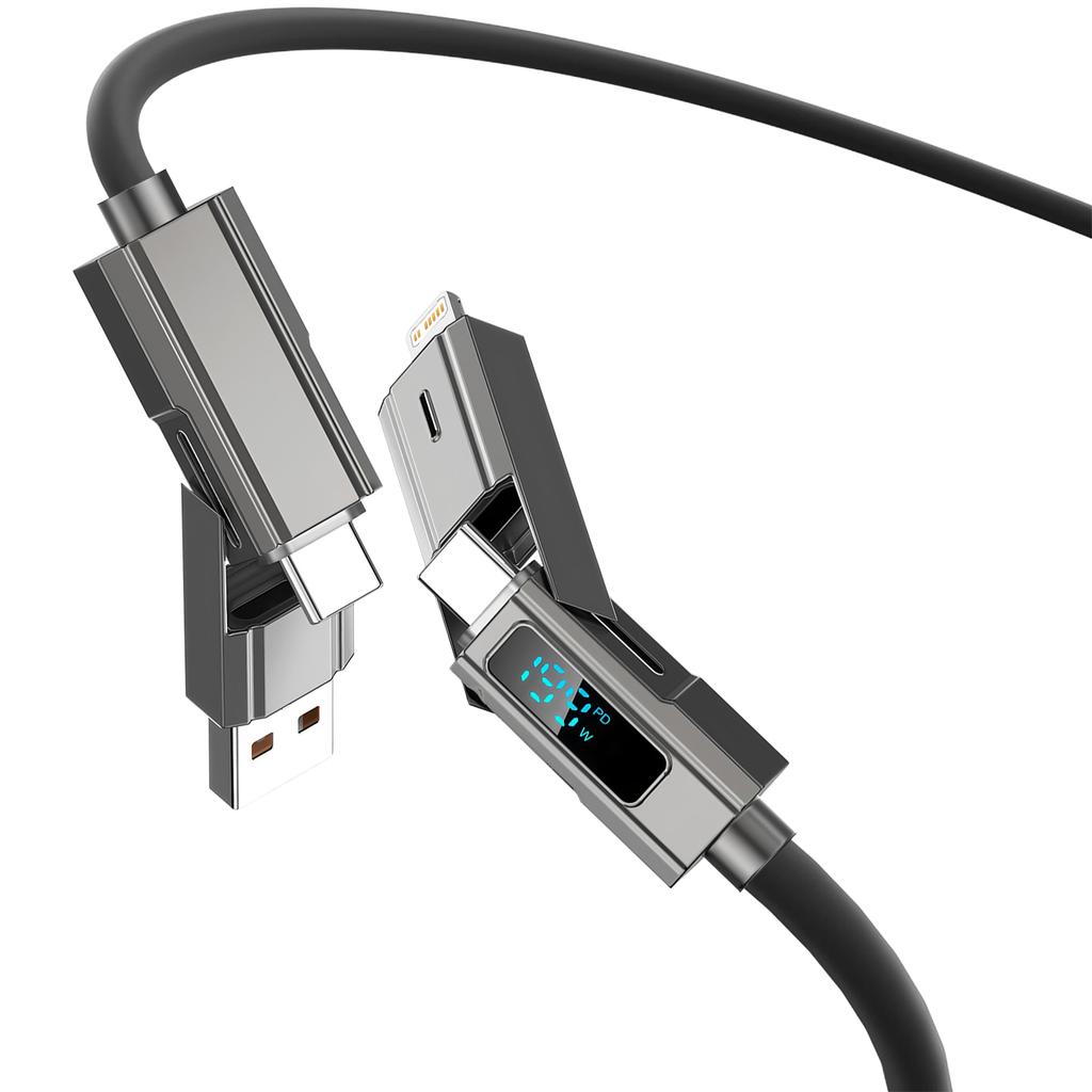 Digital Display 4 In 1 PD USB Type C Data Cable Fast Charging For iPhone 15 Samsung Xiaomi Redmi OPPO Cable Fast Charger