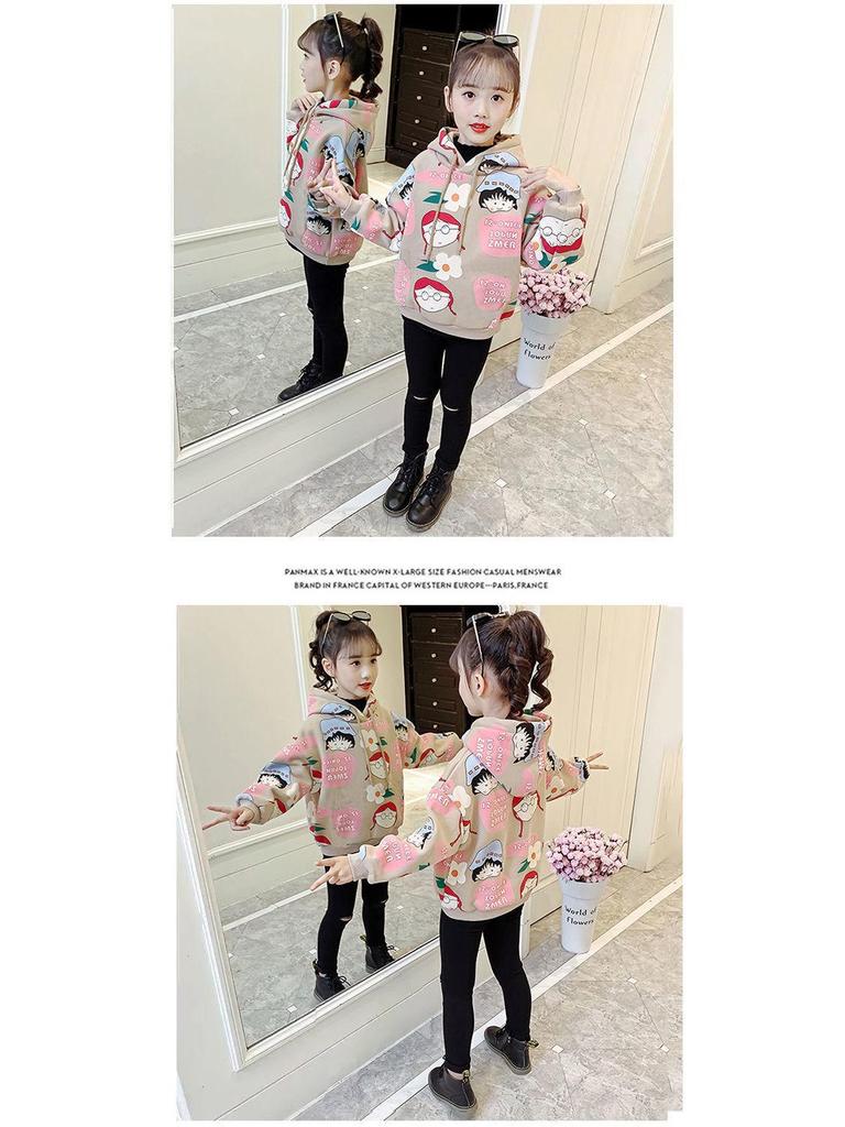 Girls' Cartoon Fleece Hooded Sweatshirt - Autumn/Winter 2025 Kids' Fashionable Thick Top