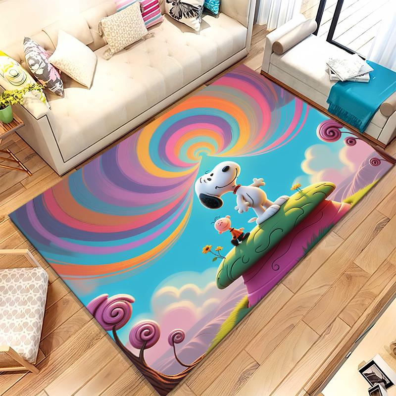 Cute Snoopy Dog Cartoon Living Room Non-Slip Area Rug Soft Carpet for Bedroom Kids Playroom Sofa,Home Decor Doormat Gift