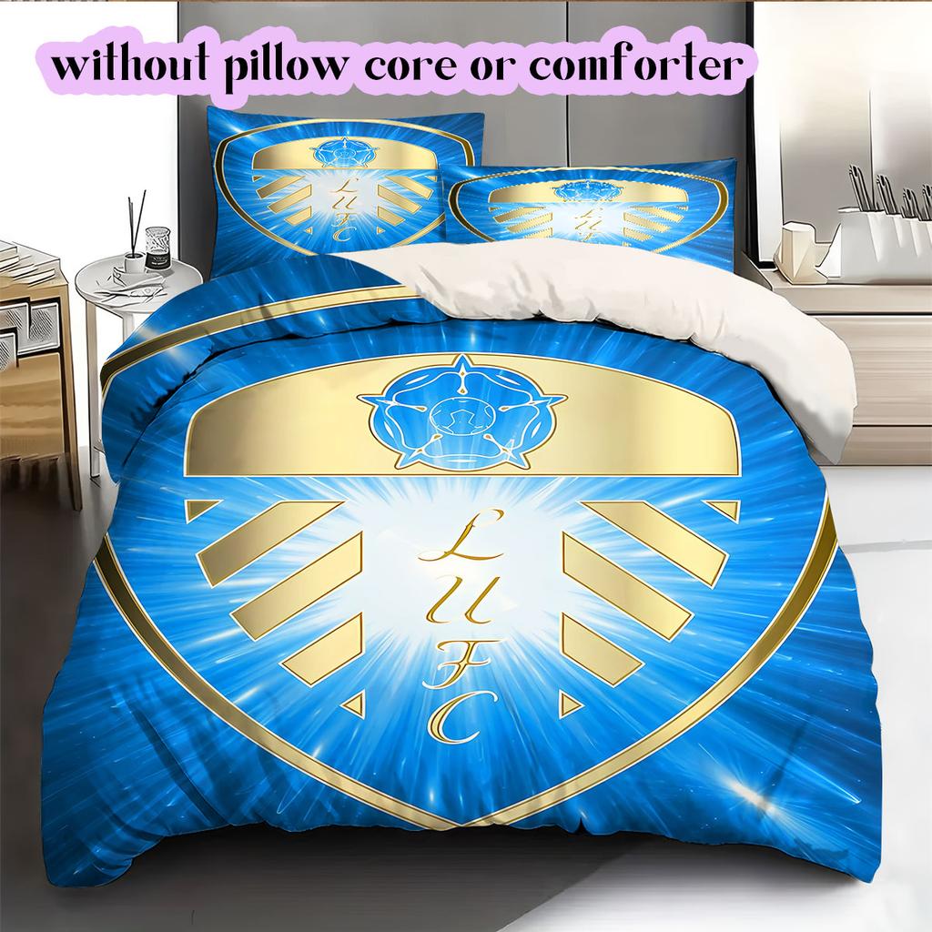 Leeds United Pattern Bedding,Quilt Set Quilt Cover Pillowcase Home Birthday Gift (1*duvet cover+2*pillowcase,without core)