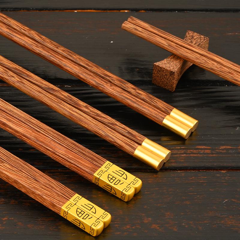 Wenge Massivholz Essstäbchen: 10-Paar Geschenkset für Geschäftsgeschenke, Geschirr im nationalen Stil, natürliche Oberfläche, Haushalts-Essstäbchen