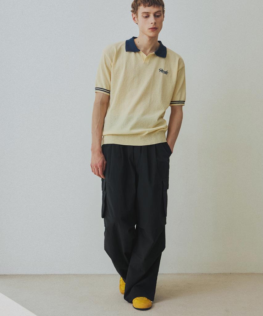 NODU Summer Vivid Color Block Collar Knit [Yellow]