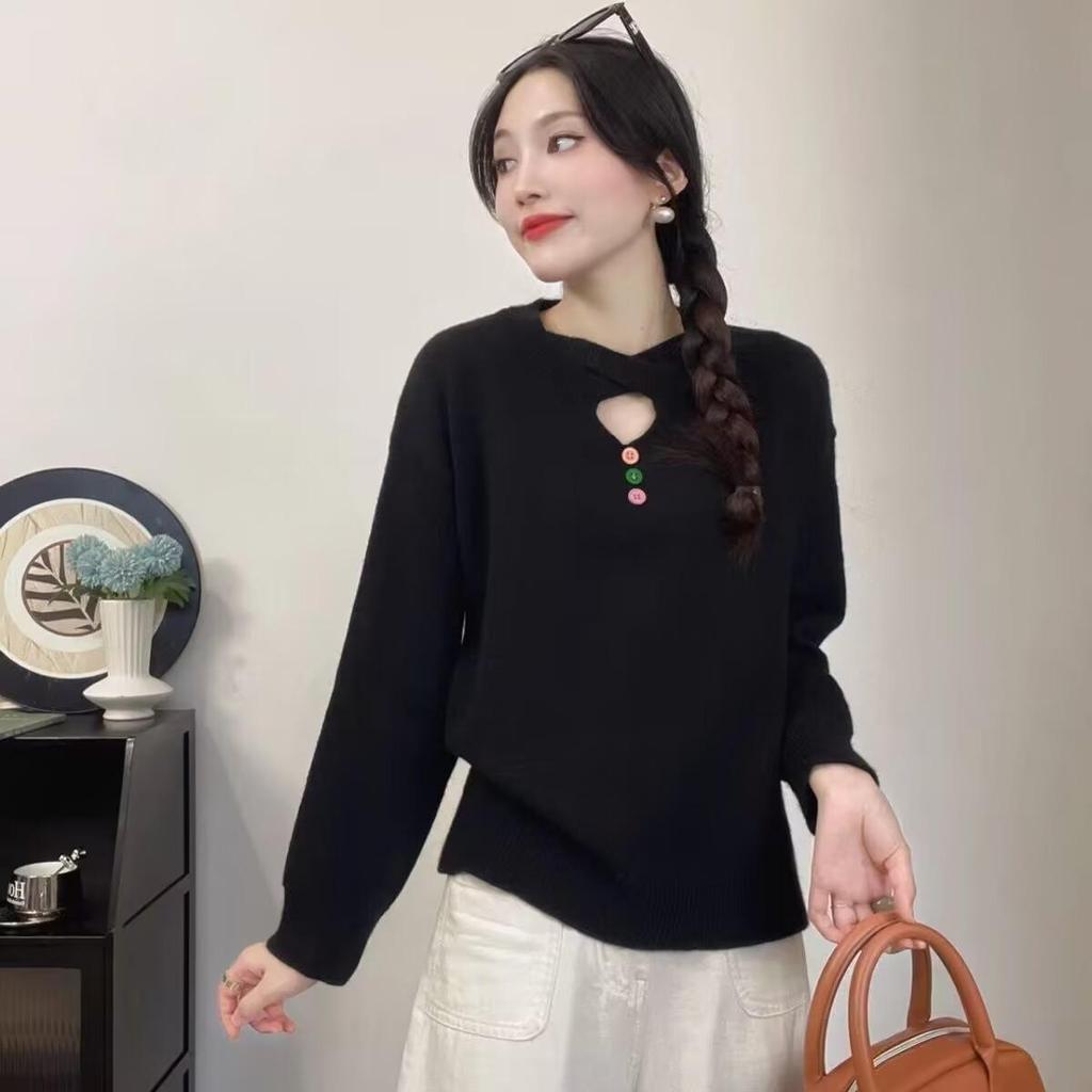 Women's Versatile Long Sleeve Wool Sweater - Korean & Japanese Style Knitwear for Autumn & Winter