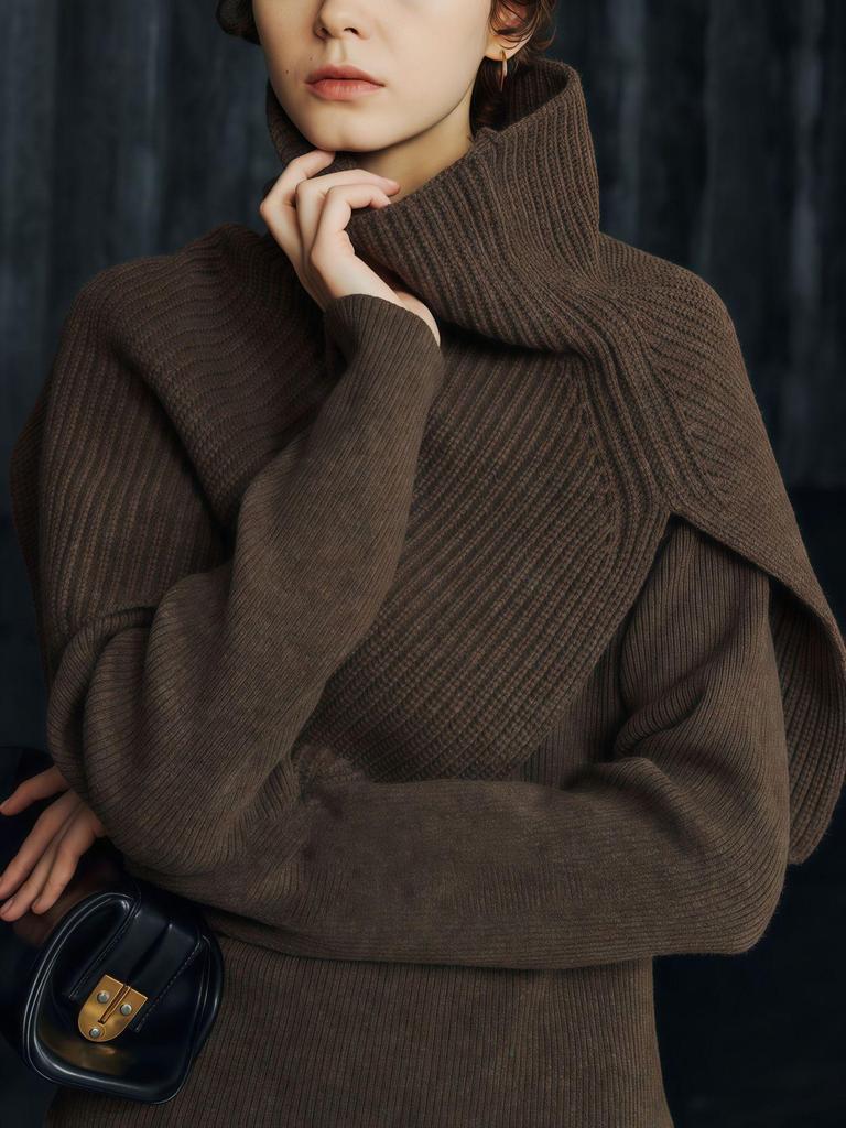 Versatile Wool Turtleneck Shawl Scarf