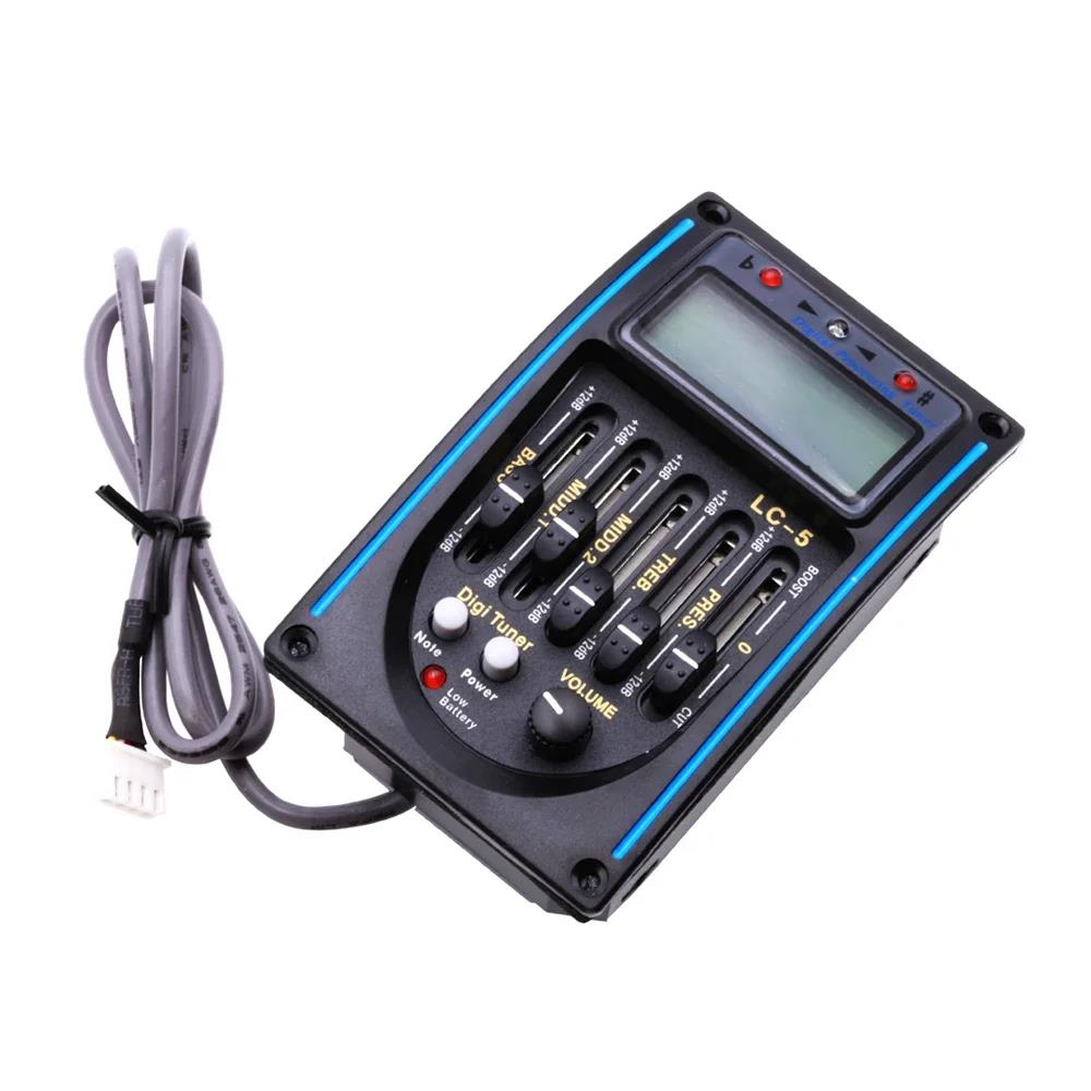 5 Band LC-5 with Micro Phone Acoustic Guitar Pickup Guitar EQ Preamp EQ Equalizer Piezo Pickup Tuner LCD for Acoustic Guitar 1