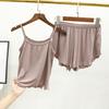2 Teile/satz Camisole Shorts Set Rückenfreies Schlafen Gemütliche Chic Einfarbig Sling Top Shorts Nachthemd Homewear