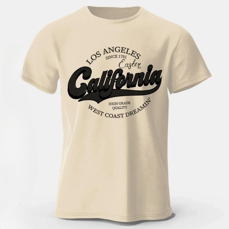 Summer Fashion Heavyweight Retro Men's English Letters 100% Cotton Printed Round Neck High-quality Casual Fitness Street T-shirt