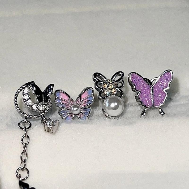 Y2K Ear Pins Butterfly Shaped Party Jewelry Gift Studs Earrings Ear Studs Alloy Material Party Jewelry for Women Girls
