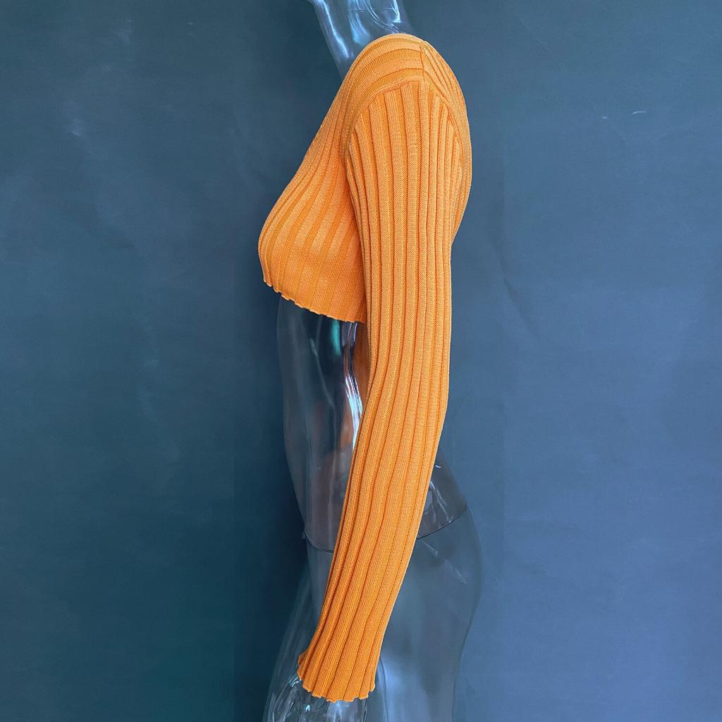 Knitted Ribbed Women T ShirtAutumn Spring Solid Long Sleeve Slim Crop Tops Sexy Low Cut Lace Up Night Club Party Outwear