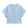Womens Minimalist Knit Cardigan V-neck 5 Sleeve Button Detail Street Style Solid Color Top