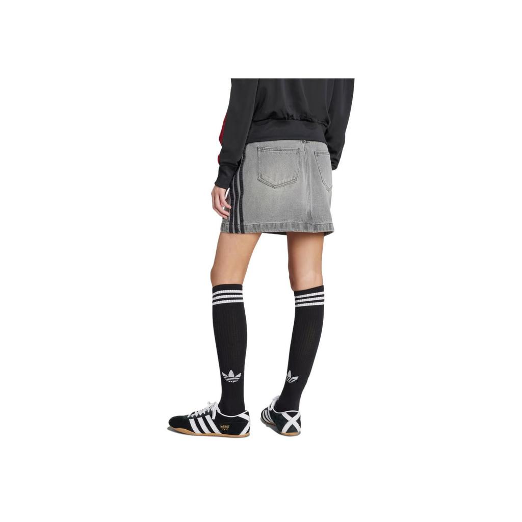 adidas Originals Adicolor Denim Minirock Gewaschenes Grau Damen JW2657