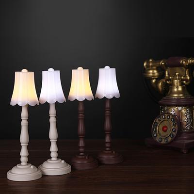 1:12 Dollhouse Miniature Furniture Lampshade Table Lamp with LED Light Model Decoration Kids Pretend for Play Toy