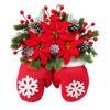 Flocked Christmas Hanging Ornament with Snowflake Needle and Accents for Holiday Tree Decor