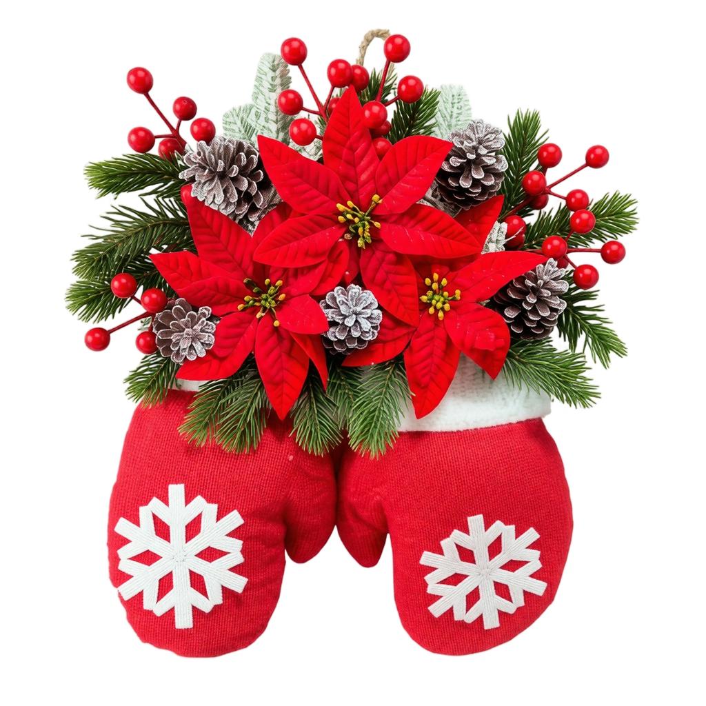 Flocked Christmas Hanging Ornament with Snowflake Needle and Accents for Holiday Tree Decor