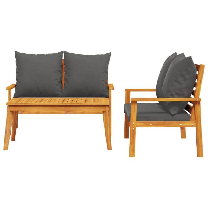 VidaXL Salon de Jardin 3 pcs avec Coussins, Table et Chaises avec Accoudoirs et Dossier, Ensemble de Meubles de Patio 3211799
