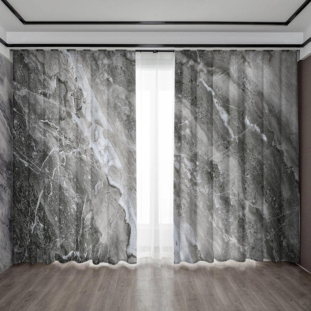 

Home Decoration Screen Curtain Marble Background Suitable Kitchen Coffee Shop Living Room Balcony For Made Of Polyester W100*H70(CM)-Rod Pocket&1PCS
