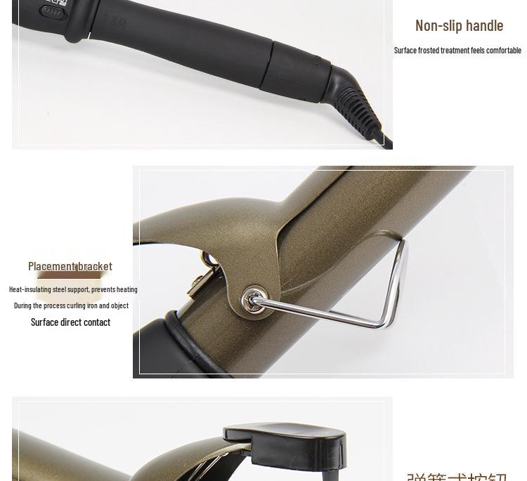 Vielseitiger Lockenstab: Kleine & Große Locken, Eierrolle, Elektrischer Lockenstab - Kompatibel mit EU-, US-, UK- und AU-Standards.