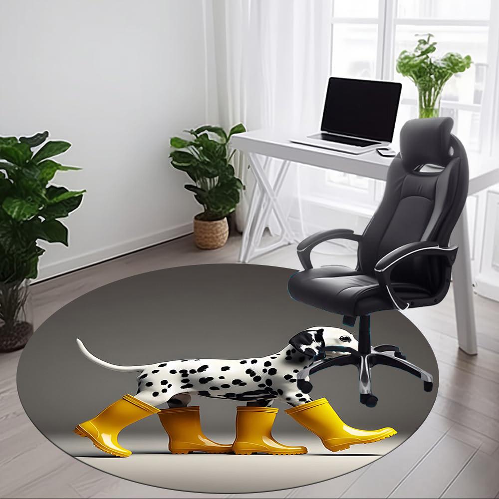 1pc Dalmatian, Rainboots Chair Carpet for Office, Non-slip, Soft and Durable Office Rug for Interior Decoration, Perfect for Office Yy260313079