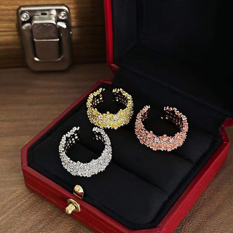 Heavy Industry Wide Edition Gypsy Zir*****Pen Ring Women'S Light Luxury High Sense Exquisite And Unique Fashion Index Finger Ring