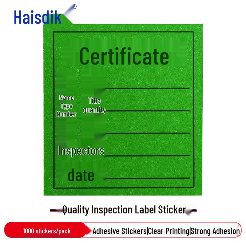 Haysdick Quality Control Adhesive Labels