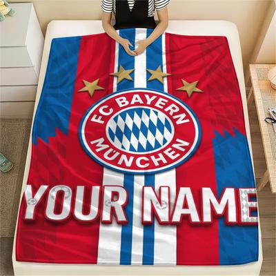1 st Personlig Namn Bayern München Mönstrad Flanellfilt Lämplig För Alla Årstider för Heminredning Värme och Komfort Gåvor Julklapp