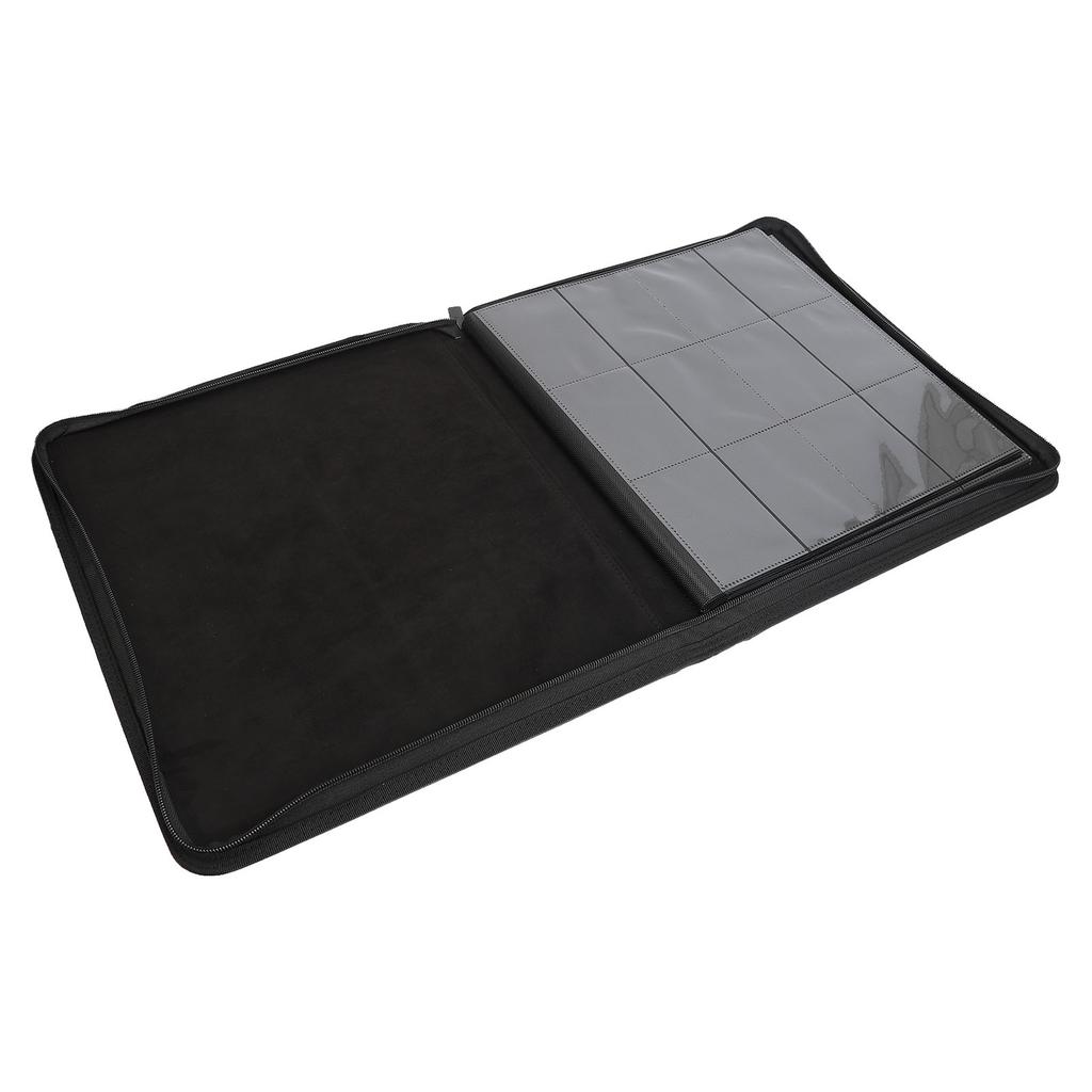 Zip Trading Card Album PU and PP Transparent 480 Cards Black Waterproof Trading Album Display Holder for Gaming Cards