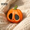 Dark Holiday Home Decor 3D Printed Pumpkin Figurine with Funny Expressions, Head Statue Ornaments, Spooky Desktop Decoration for Office Halloween