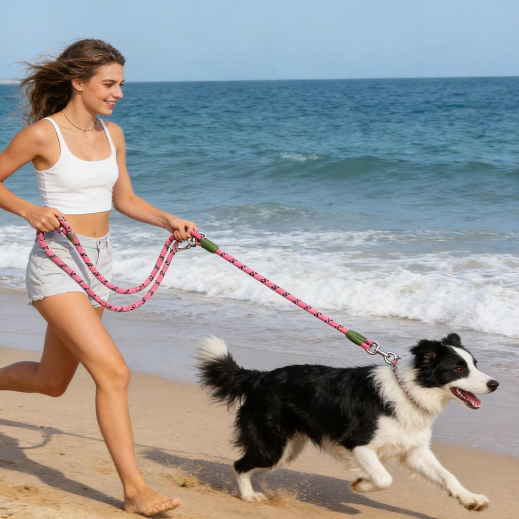 Reflektierende Nylon Hundeleine mit Umhängegurt-Design, Robuste runde Seil Haustier-Trainingsleine mit, Freihändige Leine für kleine
