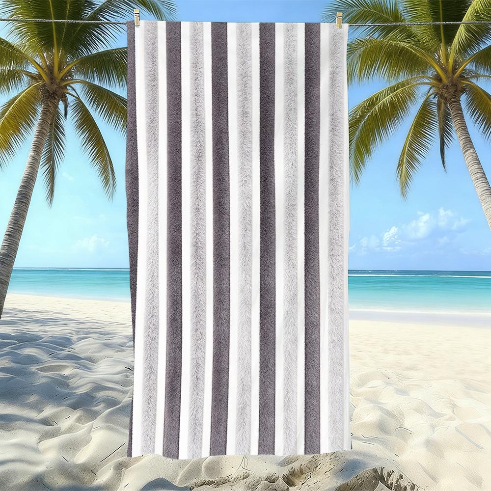 Populaire gestreepte bedrukte strandlaken Sneldrogend Zandvrij Volwassen Zwem Bad Handdoek Microvezel Handdoek