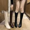 Short Boots Coarse Heel Autumn Beige Tall Western Skinny Boots Cowboy Single Boots Pointed Middle Heel Women's Boots
