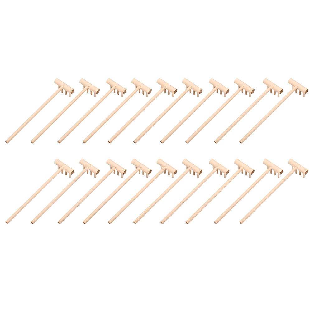 20 Pz Mini Rastrello in Legno per Giardino Zen a 4 Denti a Forma di T Accessori per Giardino Zen per Arredamento Casa Ufficio