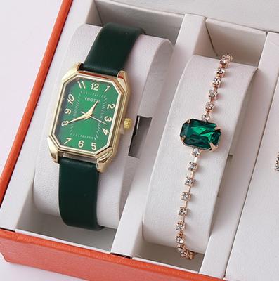 New Square Roman Watch Gem Bracelet Set Square Belt Square Gem Bracelet Set Watch