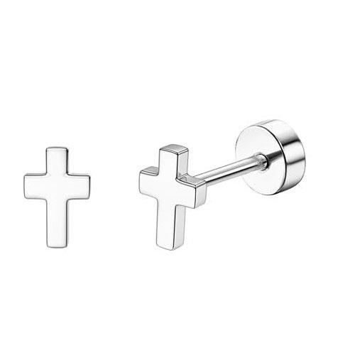 Florideco 1Pair Hypoallergenic Flat Back Stud Earrings for Women Men Surgical Stainless Steel Cartilage Studs Earrings Piercing