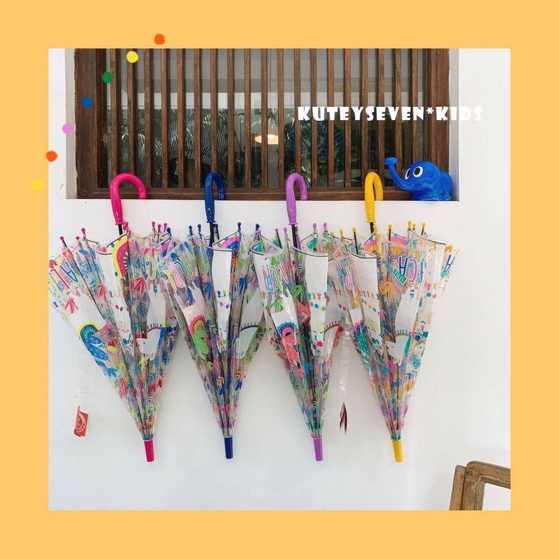 Ombrello Trasparente Manico Lungo Unicorno per Bambini - Carino Design Cartoon per l'Asilo