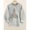 Women Christmas Creative Tree Lamp Pattern Printed Hoodies 2025 Autumn Winter New Round Neck Long Sleeve Top Pullover